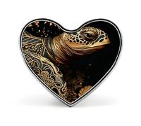 Pin's à boutons personnalisés, noir et doré, imprimé tortue de mer, chapeaux, sacs, épinglette, insigne en forme de cœur, forme d'amour, métal, sans pierre précieuse