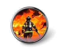 Pin's à boutons ronds en forme de flamme de pompier pour homme et femme - Épingles amusantes pour sacs à dos, sacs, costumes, accessoires - Broche en métal cool, Circular, Aluminium, Pas de gemme