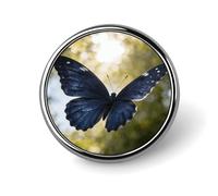 Pin's à boutons ronds en métal bleu marine en forme de papillon - Épinglettes classiques et mignonnes en émail pour sacs à dos, vestes, sacs