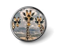 Pin's à boutons ronds tendance avec motif girafes portant des lunettes de soleil pour femmes et hommes - Épingles amusantes pour sacs à dos, sacs, costumes, accessoires - Broche en métal cool