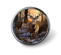 Pin's à boutons ronds tendance en forme de cerf pour femmes et hommes - Épingles amusantes pour sacs à dos, sacs, costumes, accessoires - Broche en métal cool - Style circulaire, Circular, Aluminium