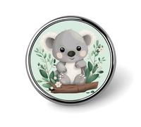Pin's à boutons ronds tendance en forme de koala - Pour homme et femme - Pour sacs à dos, sacs, costumes, accessoires - Broche en métal cool - Style circulaire, Circular, Aluminium, Pas de gemme