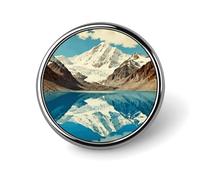 Pin's à revers en alliage d'aluminium avec reflet sur le lac de montagne - Mini broche classique - 2,5 cm - Pour sacs à dos, chapeaux, costumes, vestes, vêtements