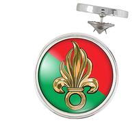 Pin's Argenté 20mm Flamme Legion Etrangère Vert Rouge French Foreign Legion Pins Bouton Epinglette