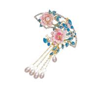Pin's artistique en forme de pivoine avec pampilles fluides Idéal pour les mariages Qipao et les festivals