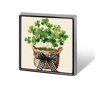 Pin's carré léger avec trèfle vert dans un panier en osier unisexe pour vêtements, châle, chapeau