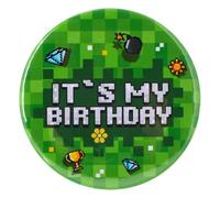 Pin's C'est Mon Anniversaire, 5,8cm Rond Pixelisé Pin's Joyeux Anniversaire Badge Cadeau pour Fête sur le Thème des Jeux Vidéo pour Garçons Filles Hommes et Femmes Décorations de Fête