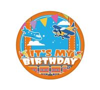 Pin's C'est mon Anniversaire, Joli Badge Joyeux Anniversaire sur le Thème du Dessin Animé avec Motif d'Avion pour Décoration de Fête pour Garçons et Filles