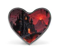 Pin's Château du Royaume de Lave, badge en émail en forme de cœur mignon, pour homme/femme, épingle à cravate, broche, access