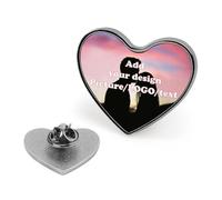 Pin's commémoratif personnalisable en forme de cœur avec votre propre image, texte et logo, cadeau pour homme et femme, 2.5*2cm, Autre