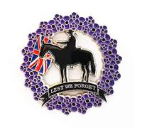 Pin's coquelicot violet avec motif animal chien cheval et animal domestique Lest We Forget Remembrance Day Broche Union Jack