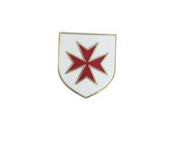 Pin's croix de Malte, chevaliers templiers, croisés rouges et blancs, 18mm Wide 20mm High, Aluminium