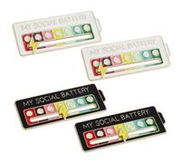 Pins de Batterie Sociale, 4 Pièces de Broches Amusantes pour une Expression Personnalisée, Bijoux pour Femmes, Parfaits pour les Sacs à Dos et les Vêtements, Accessoire Trendy