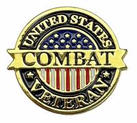 Pin's de combat américain avec drapeau américain pour vétérans VetFriends.com, Laiton, Sans pierre précieuse