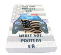 Pin's de police avec motif drapeau américain patriotique - Broche fine et carte de prière - Bleu, Métal, Sans pierre précieuse