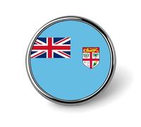Pin'S Drapeau De La République Des Fidji Broche Créative En Forme De Carré De Cercle Cœur Souvenir Patriotique De Style National Accessoire Fantaisie Unisexe