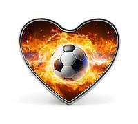 Pin's en alliage d'aluminium en forme de ballon de football brûlant personnalisé, mini broche classique en forme de cœur pour sac à dos, chapeau, costume, veste