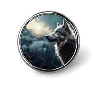 Pin's en alliage d'aluminium personnalisé avec loup la nuit - Mini broche classique de 2,5 cm pour sacs à dos, chapeaux, costumes, vestes, vêtements