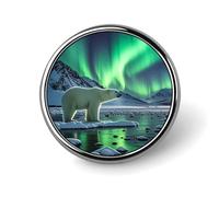 Pin's en alliage d'aluminium personnalisé avec ours polaires aurores boréales - 2,5 cm - Pour sacs à dos, chapeaux, costumes, vestes, vêtements