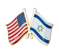 Pin's en émail avec écusson du drapeau des États-Unis et d'Israël, Émail