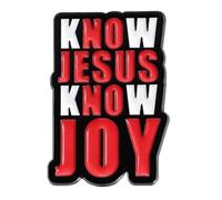 Pin's en émail avec inscription « No Know Jesus Know Joy Christ Cross Crucifix Christian Heaven Bible Church Worship Pray Catholic God Savior Lord Christianisme » 3 cm, 1.2 inches, Émail, Métal.