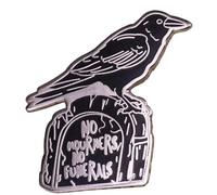 Pin's en émail avec inscription « No Mourners No Funerals » - Gothique - Corbeau noir - Pierre tombale - Pierre tombale - Cimetière - 3,2 cm, 1.25 Inches, Émail, émail