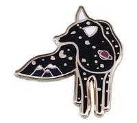 Pin's en émail avec renard, ciel nocturne, esprit, lune, saturne, étoiles, montagnes, nature, gothique, gothique, loup, 3,2 cm, 1.25 Inches, émail, émail