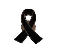 Pin's en émail avec ruban noir - Badge de sensibilisation au cancer du sein, tumeur cérébrale, maladie de Parkinson avec pochette sécurisée - Pour événements caritatifs, commémorations (idéal pour