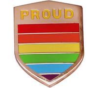 Pin's en émail LGBTQ avec drapeau arc-en-ciel Proud Shield Gay Queer Pride 2,5 cm, 1 Inch, Émail, émail