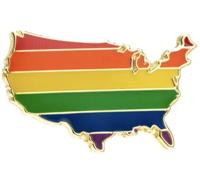 Pin's en émail LGBTQ avec drapeau gay queer Pride arc-en-ciel aux couleurs des États-Unis, Amérique, États-Unis, États-Unis, carte du pays, 2,5 cm, 1 Inch wide, Émail, émail