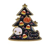 Pin's en émail pour sapin de Noël Halloween avec tête de mort et citrouille à paillettes 3,2 cm, 1.25 Inches, Émail, émail