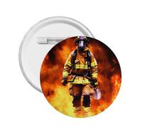 Pin's en émail rond imprimé pompier pompier flamme, badge en alliage métallique pour veste, sac, idée cadeau., M, Plastique