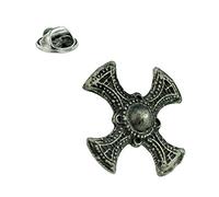 Pin's en étain fin en forme de croix de Saint Cuthbert avec pochette cadeau