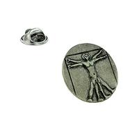 Pin's en étain fin Leonardo Da Vinci - Homme vitruvien avec pochette cadeau