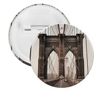 Pin's en fer blanc avec photo du pont de Brooklyn - Grande broche ronde - Convient pour les enseignants, les infirmières, les médecins, le personnel, les cadeaux de fête, 1PCS, Plastique, Plastiques