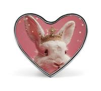 Pin's en forme de cœur portant une couronne - Motif de lapin avec bouton - Pour décorer un chapeau, une chemise, des vêtements, un sac