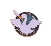 Pin's en forme d'oie - Broche en forme de jeu d'oie - Peace Was Never An Option, 1.5 inches, Standard, Pierre dorée