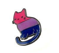 Pin's en métal avec chat bisexuel Bi Pride LGBT Love Kitten, Métal