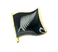 Pin's en métal avec drapeau de la Nouvelle-Zélande en argent Motif fougère All Blacks, Métal