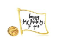 Pin's en métal doré avec citation « Happy Birthday Celebrate »