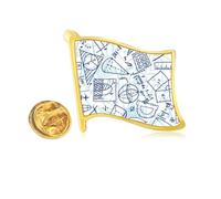 Pin's en métal doré peint à la main en forme de règle mathématique, calculatrice, drapeau doré