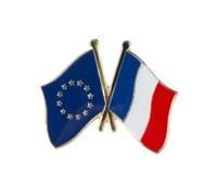 Pin's en métal émaillé avec drapeau de l'Union européenne et de la France