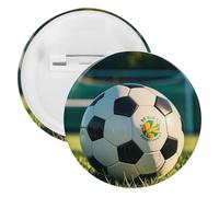 Pin's en métal rond en forme de ballon de football sur l'herbe, broche légère pour sac à dos, épingles à boutons tendance pour chemises, vestes, châle, manteau, unisexe, 12PCS, Fer blanc, épingles
