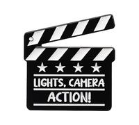 Pins Film - Film Clapper Balch, Badge en métal cinématographique | Lumières d'action de la caméra Pin émaillé, clip à lèvres élégant pour vestes, costumes, sacs de voyage, cadeaux photo, a,