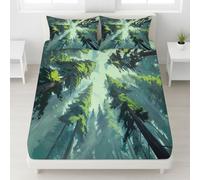 Pins Forêt Drap Housse Cartoon Fantaisie Antidérapants Aventure Rêve Drap Housse Vert Drap de lit 30 cm pour Hommes & Femmes - 160 x 200 x 30