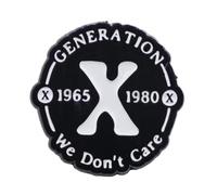 Pin's Generation X 1965-1980 - We Don't Care - Pin Epinglette Broche Decorative 3.2 x 3.1 cm - Accessoire Vetement Sac Trousse