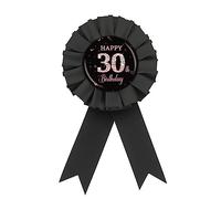 Pin's « Happy 30th Birthday » en fer blanc, bouton rosace noir et or rose, pin's de prix pour 30e anniversaire, décorations de fête d'anniversaire de trente ans ans