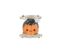 Pin's Happy Halloween, Chaton Dans La Citrouille - Gothique - qualité de finition - Epingle - Broche - Badge - PINS GOTHIQUES