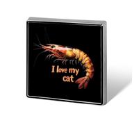 Pin's humoristique « J'aime mon chat crevette » carré, broche, insigne, accessoire de mode, bijoux, cadeau pour hommes et femmes