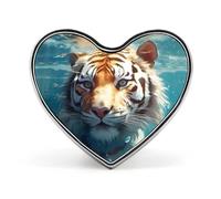 Pin's humoristiques en forme de cœur représentant une maman et son petit tigre nageur, pour homme et femme, pour chapeau, vêtements, sac, bijoux